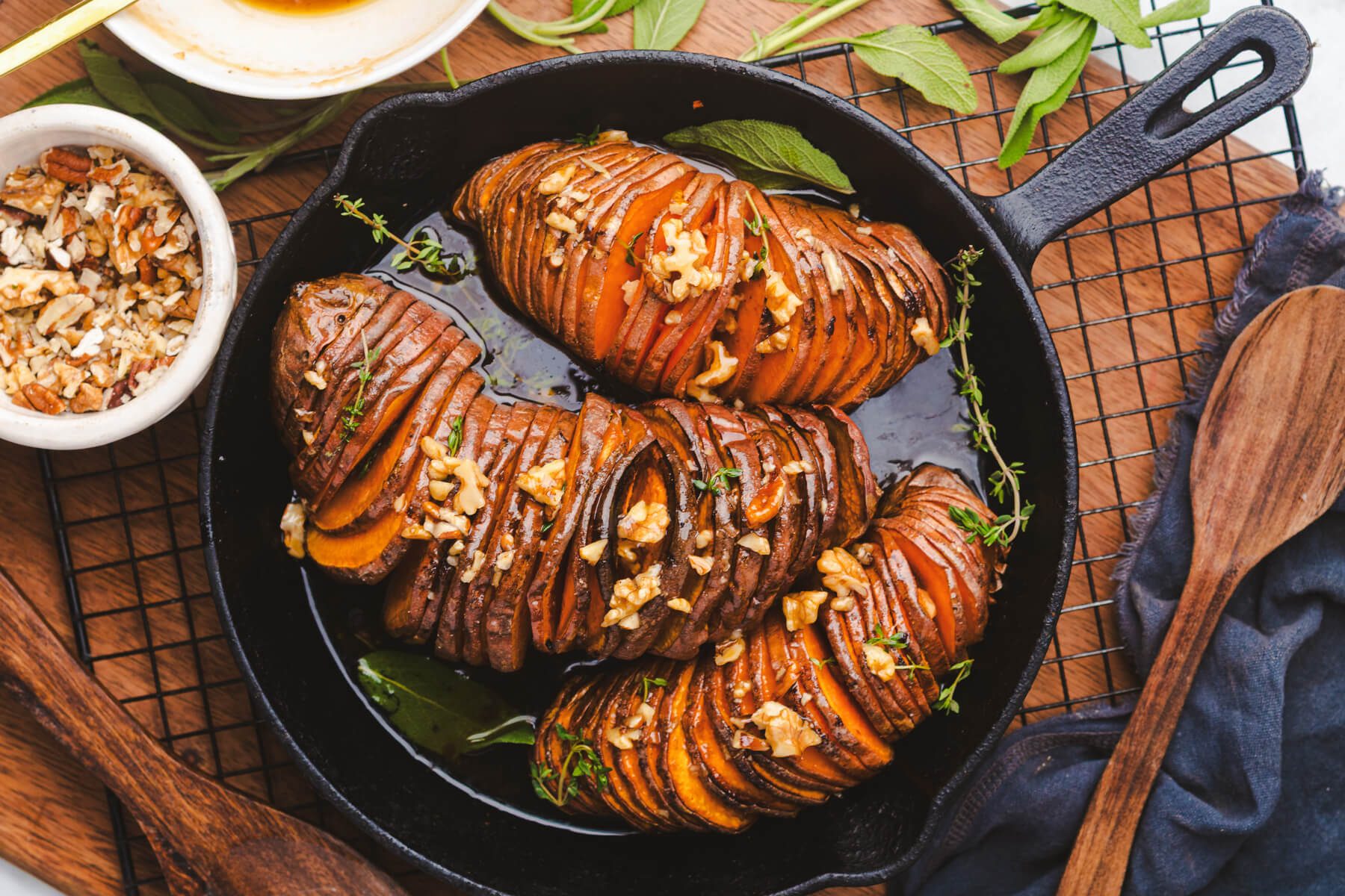Maple Butter Glazed Hasselback Sweet Potatoes for Fall Feasts